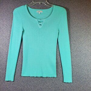 Aqua Green Long Sleeve Ribbed Light Sweater Croft & Barrow Women's size S